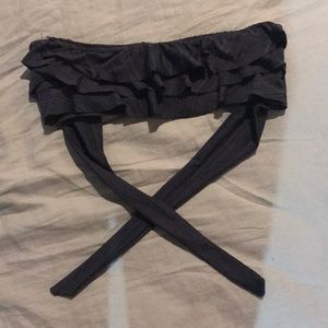 Black Thin Striped Tied Back Bathing Suite Top